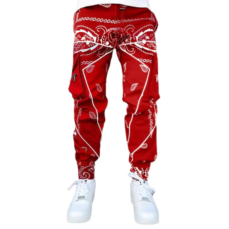 Herren Cargo-Jogginghose mit Bandana-Print, Kordelzug & Mehrfachtaschen EB
