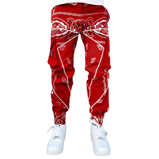 Herren Cargo-Jogginghose mit Bandana-Print, Kordelzug & Mehrfachtaschen EB