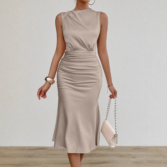 Damen Elegantes Midi-Kleid mit taillierter Passform und raffinierter Raffung EB