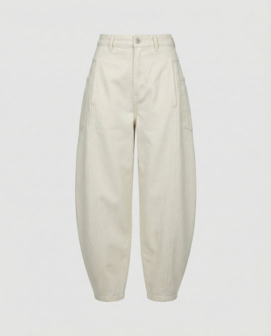 Damen hochtaillierte extraweite Twill-Hose mit großen aufgesetzten Taschen und Kellerfalten EB