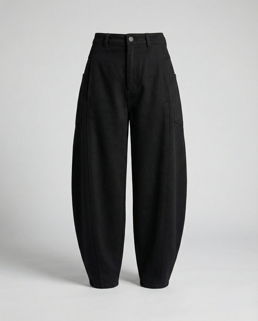 Damen hochtaillierte extraweite Twill-Hose mit großen aufgesetzten Taschen und Kellerfalten EB