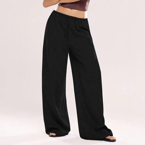 Damen Weite Leinenhose mit elastischem Bund und Kordelzug EB