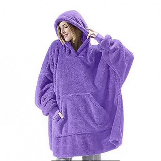 Damen oversize Fleece-Hoodie mit Kängurutasche und Kapuze EB