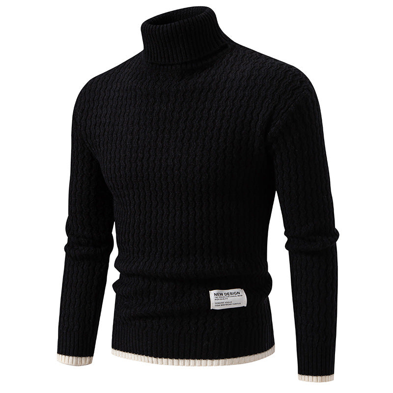 Herren Strickpullover mit hochabschließendem Kragen und strukturiertem Muster EB