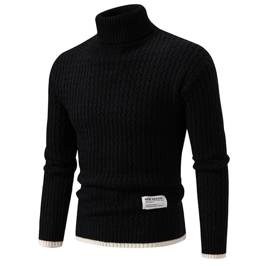 Herren Strickpullover mit hochabschließendem Kragen und strukturiertem Muster EB