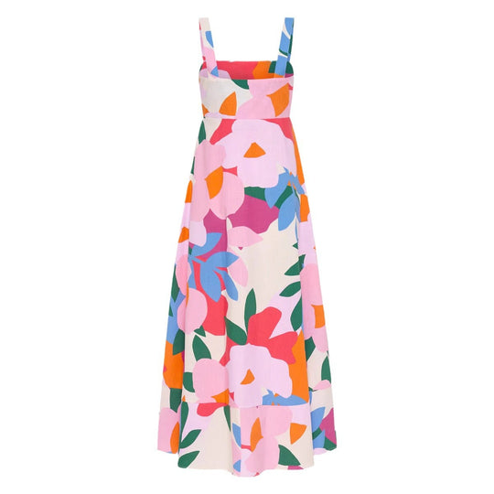 Damen Maxikleid mit floralem Design und rückenfreiem Schnitt EB