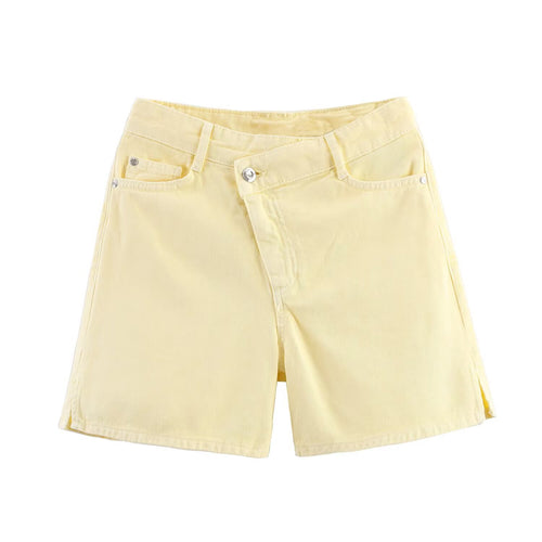 Damen Jeansshorts im lässigen Vintage-Stil mit hohem Bund und seitlichen Schlitzen EB
