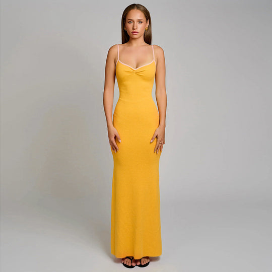 Damen Maxikleid mit schmalen Spaghettiträgern und elegantem Schnitt EB