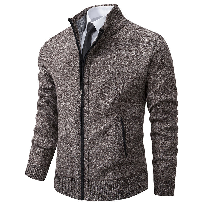Herren sportliche Strickjacke mit Stehkragen und Reißverschluss EB