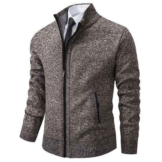 Herren sportliche Strickjacke mit Stehkragen und Reißverschluss EB