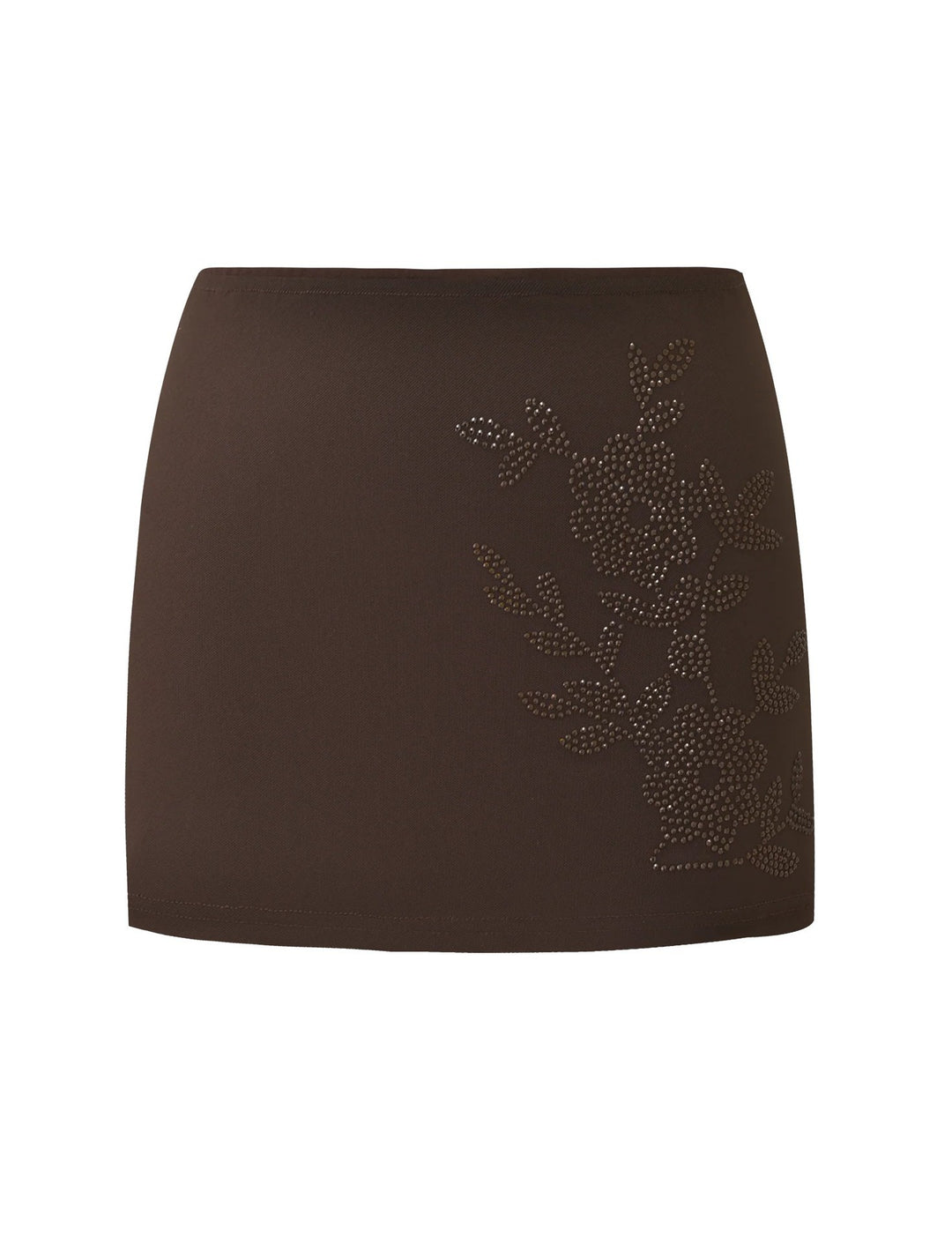 Damen Modischer Minirock mit floralen Strassmotiven EB