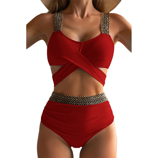 Damen Hochgeschnittener Bikinisuit mit glamourösen Details EB