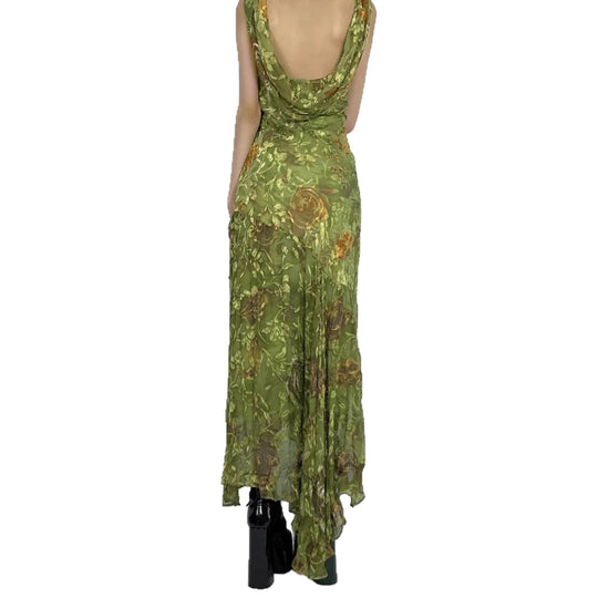 Damen Maxikleid mit asymmetrischem Saum und floralem Design EB