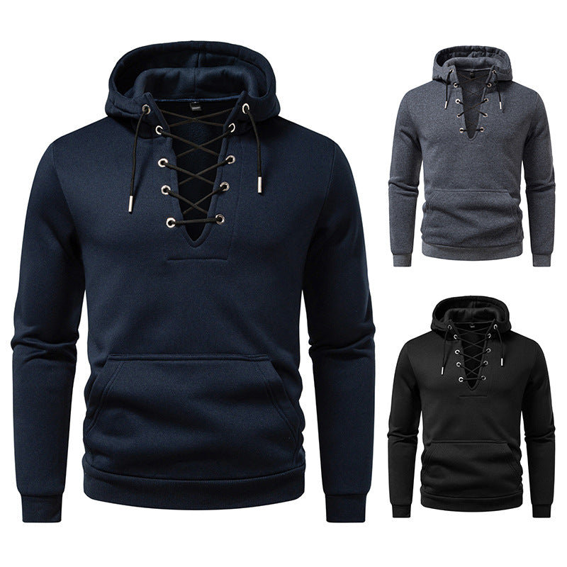 Herren Kapuzenpullover mit modischem Schnürdesign EB