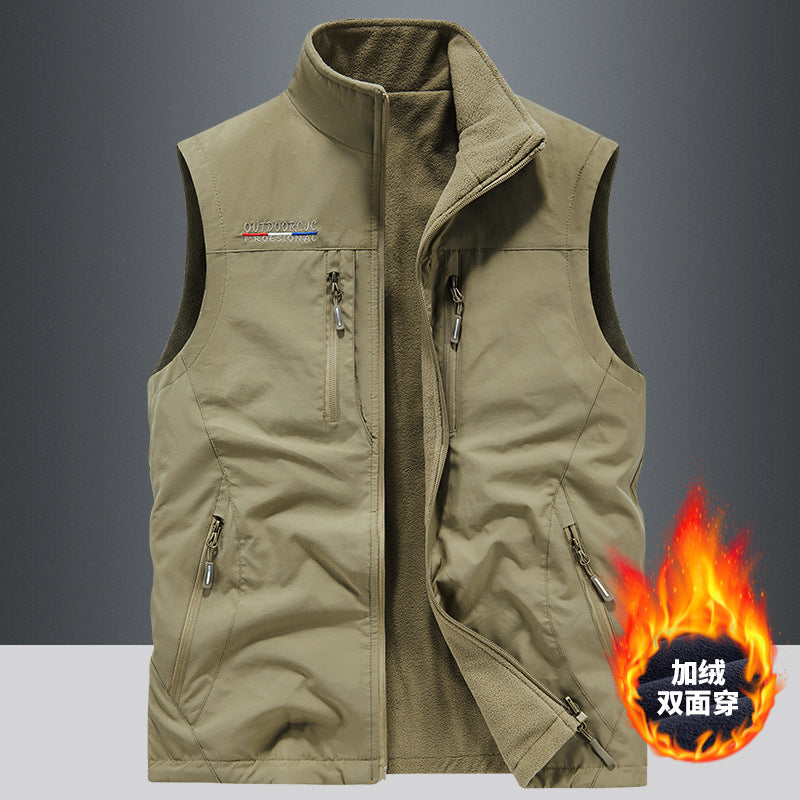 Herren Multifunktionale Outdoor-Utility‑Weste mit Mesh‑Innenfutter und zahlreichen Taschen EB