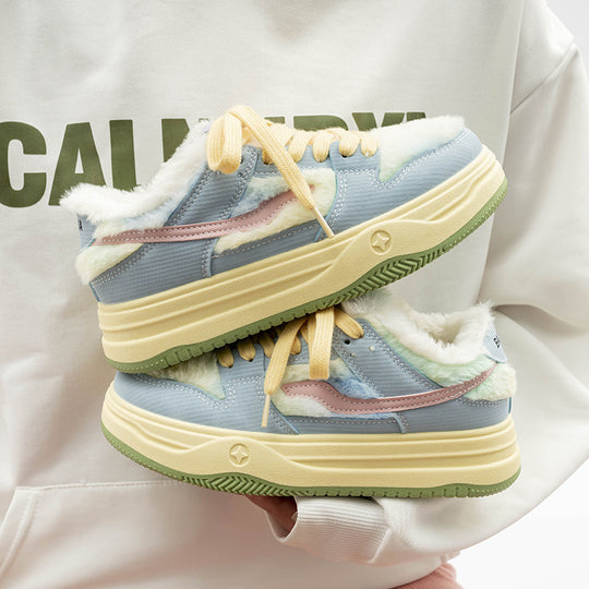 Damen Plattform Sneakers mit flauschiger Innensohle EB