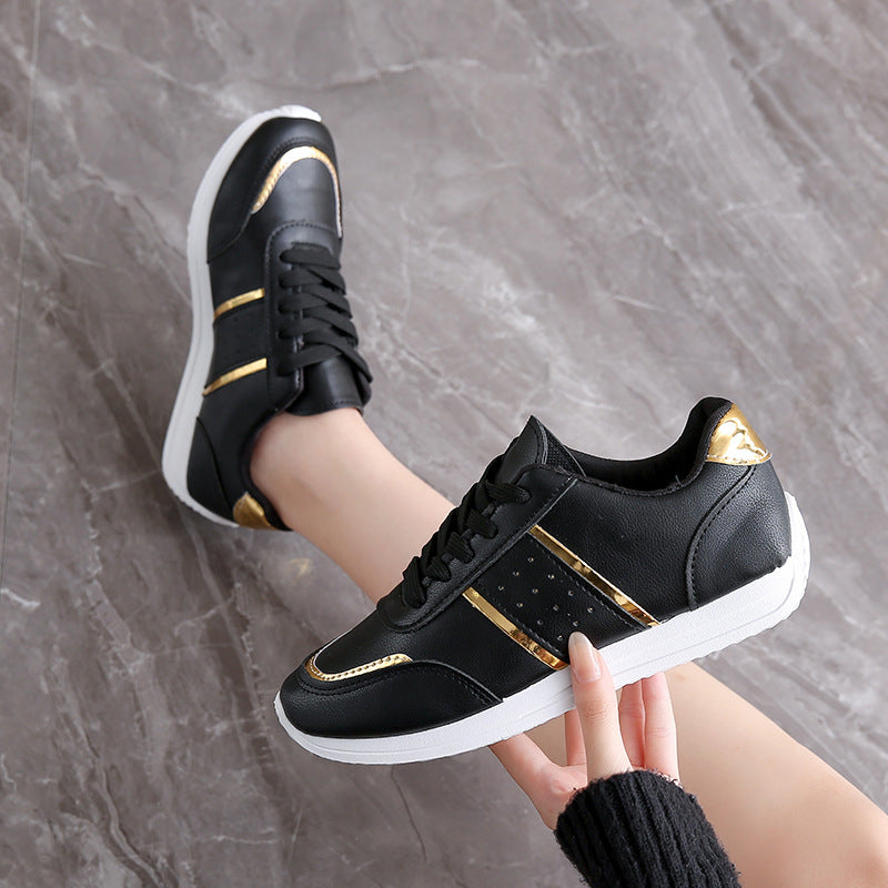Damen Sportliche Sneaker mit glänzender Oberfläche und atmungsaktiver Sohle EB
