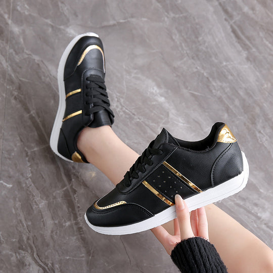 Damen Sportliche Sneaker mit glänzender Oberfläche und atmungsaktiver Sohle EB