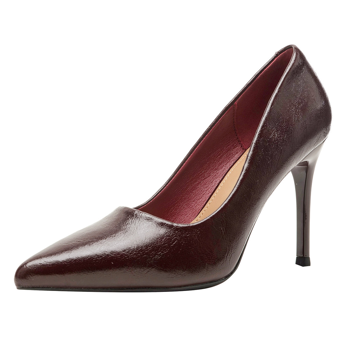 Damen elegante spitze Pumps mit hochwertiger Lederoberfläche EB