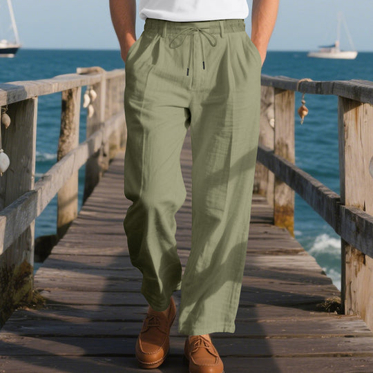 Herren lockere Sommerhose aus leichtem, atmungsaktiven Stoff mit Kordelzug EB
