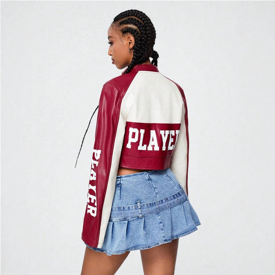 Damen cropped Jacke mit sportiven Akzenten EB