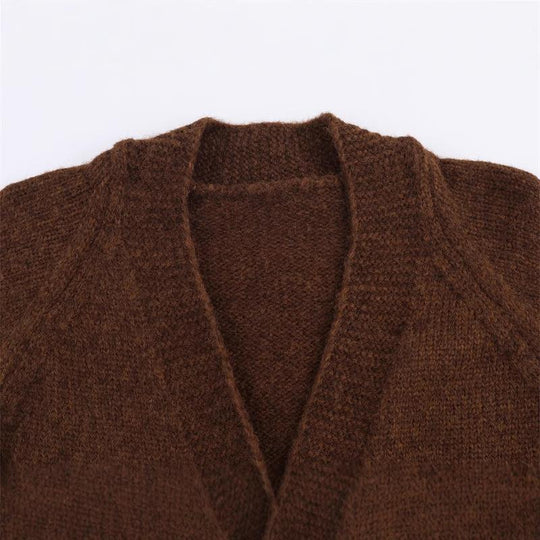 Damen Lange Strickjacke mit eleganter Knopfleiste und weichfließendem Material EB