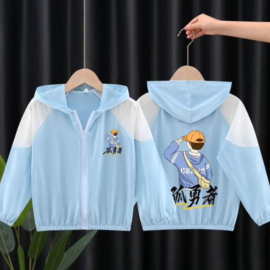 Unisex nan leichte atmungsaktive Kinder-Sommerjacke mit Kapuze und Astronautenprint  EB