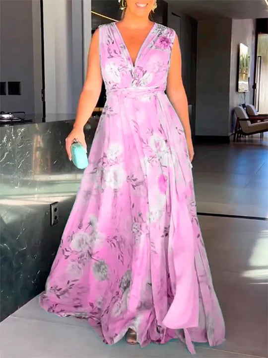 Damen Maxikleid mit fließendem Schnitt und eleganten Rüschendetails EB
