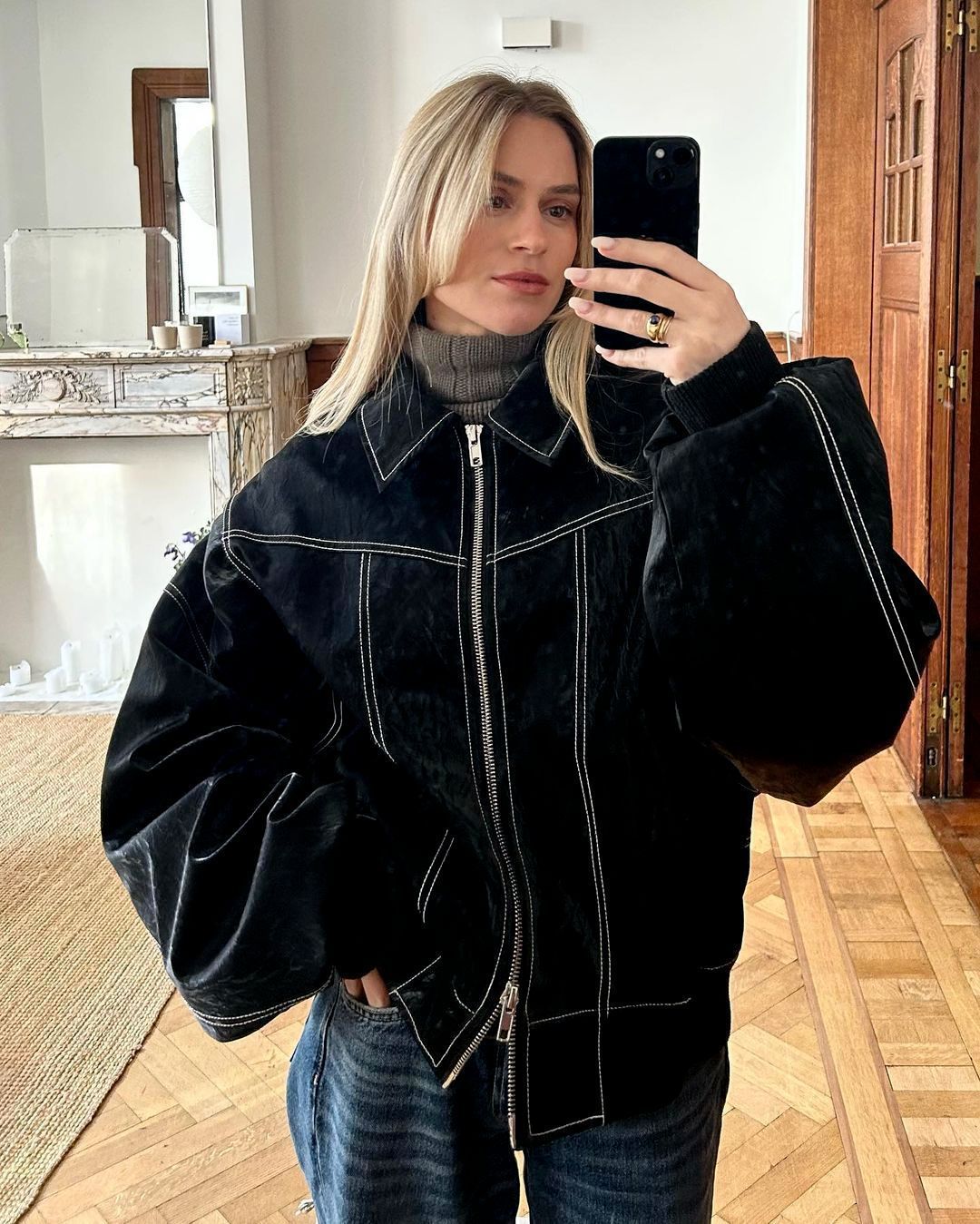 Damen Oversized Kunstleder-Jacke EB