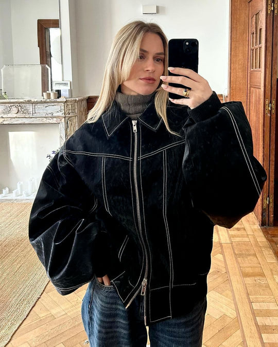 Damen Oversized Kunstleder-Jacke EB