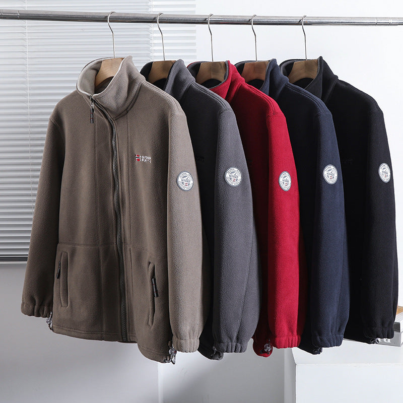 Herren Fleecejacke mit Stehkragen, durchgehendem Reißverschluss und elastischen Bündchen EB