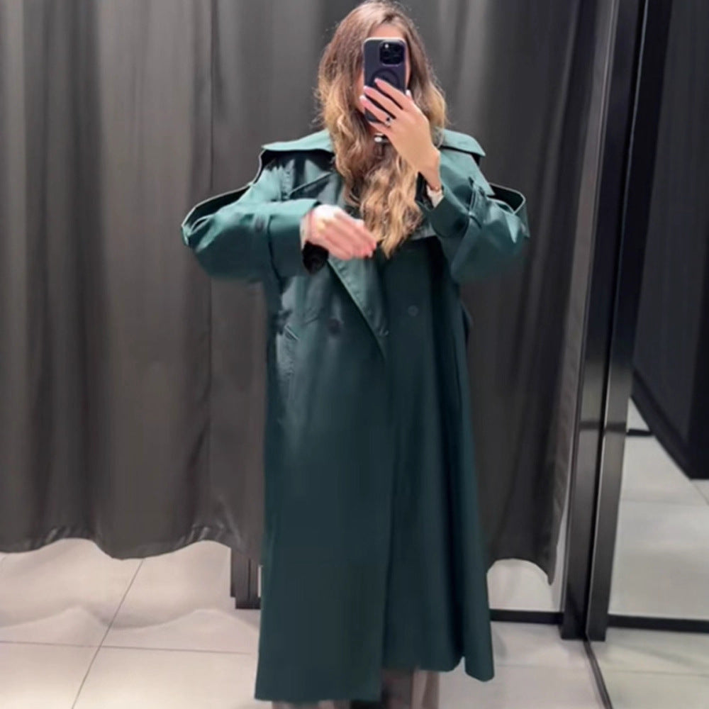 Damen Trenchcoat mit modernen Details und breitem Revers EB