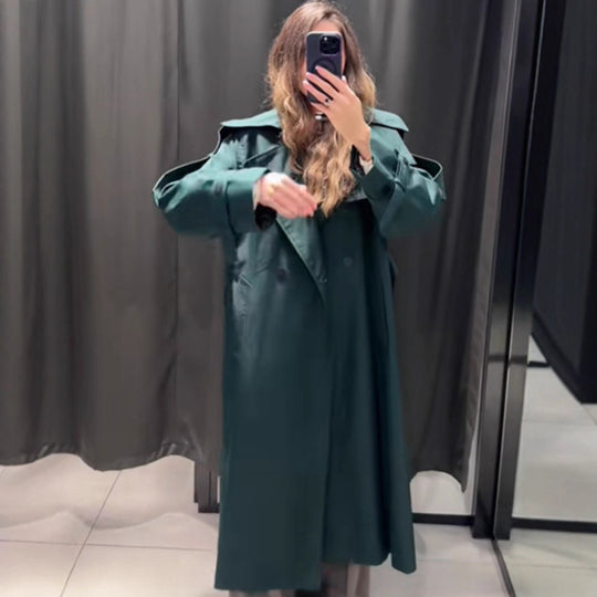 Damen Trenchcoat mit modernen Details und breitem Revers EB