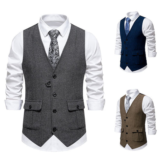 Herren elegante Weste im strukturierten Hahnentrittdesign EB