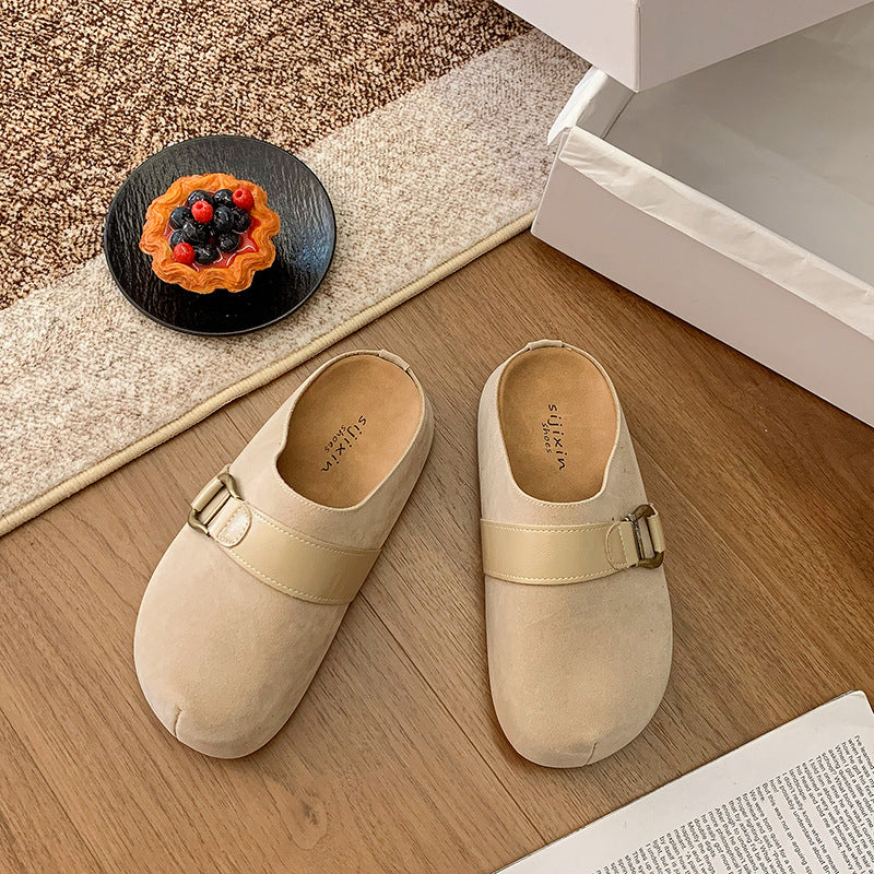 Damen Clogs aus hochwertigem Wildleder mit modischem Schnallenverschluss EB