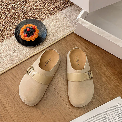Damen Clogs aus hochwertigem Wildleder mit modischem Schnallenverschluss EB