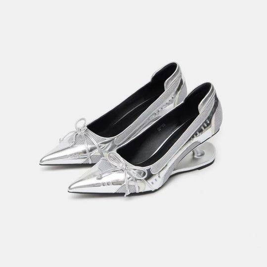 Damen elegante Slingback-Ballerinas mit raffinierter Schleifenapplikation und komfortablem Fußbett EB