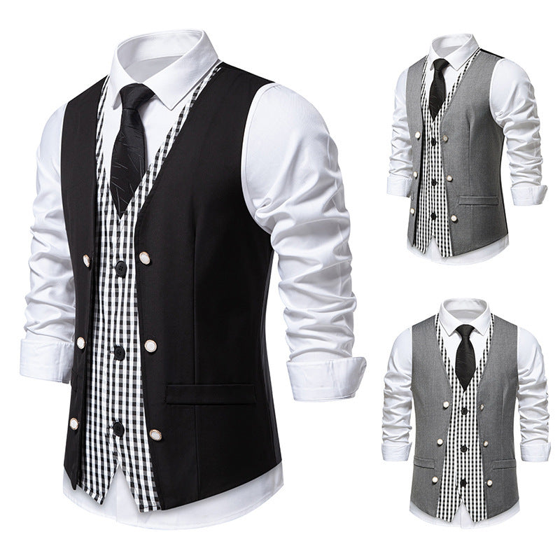 Herren elegante Weste mit kariertem Innenfutter EB