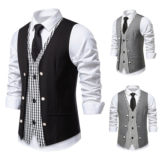 Herren elegante Weste mit kariertem Innenfutter EB