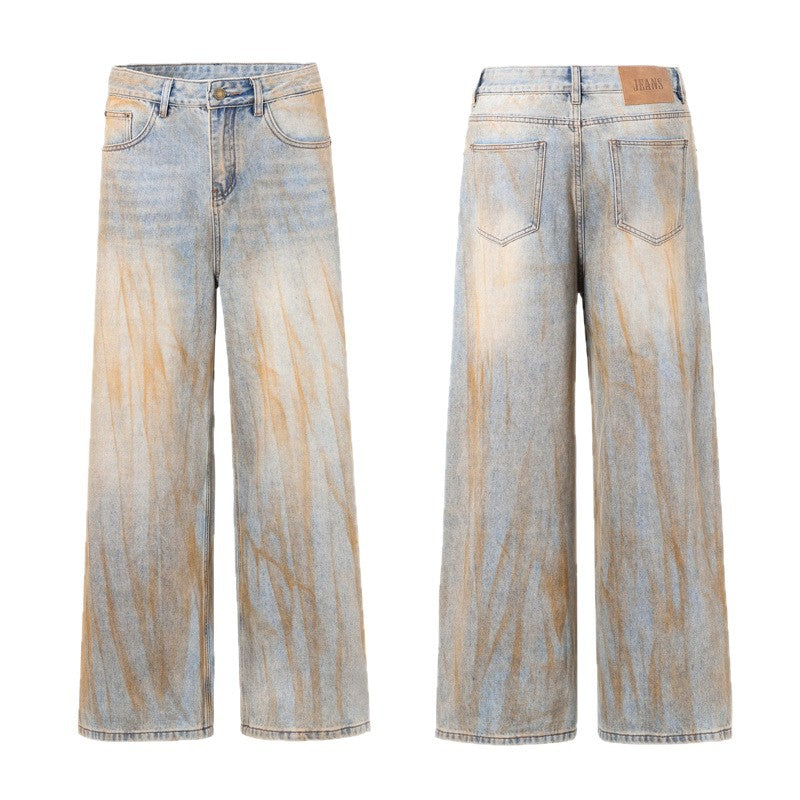 Damen Weite Jeans mit einzigartigem Waschdesign und lässigem Schnitt EB