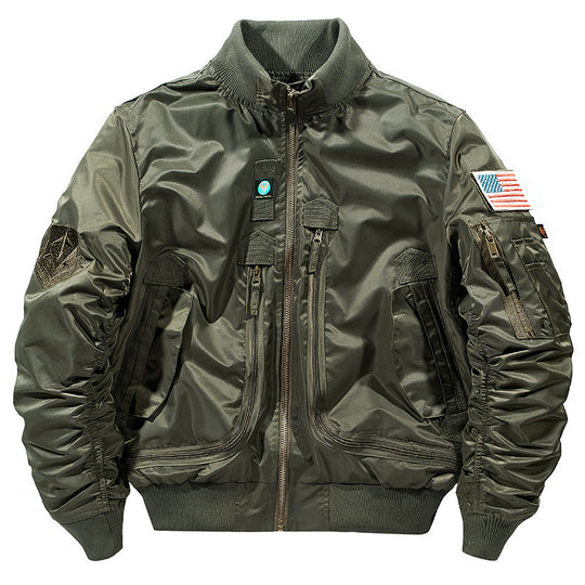 Herren Flieger-Bomberjacke mit multifunktionalen Reißverschluss- und Utility-Taschen EB