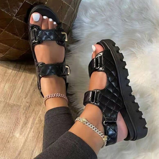 Damen Riemchen-Sandalen mit gepolsterter Sohle und verstellbarem Design EB