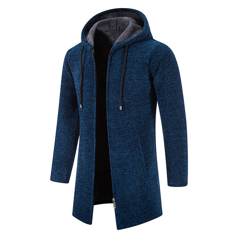 Herren modische Premium-Fleecejacke mit Kapuze und seitlichen Taschen EB