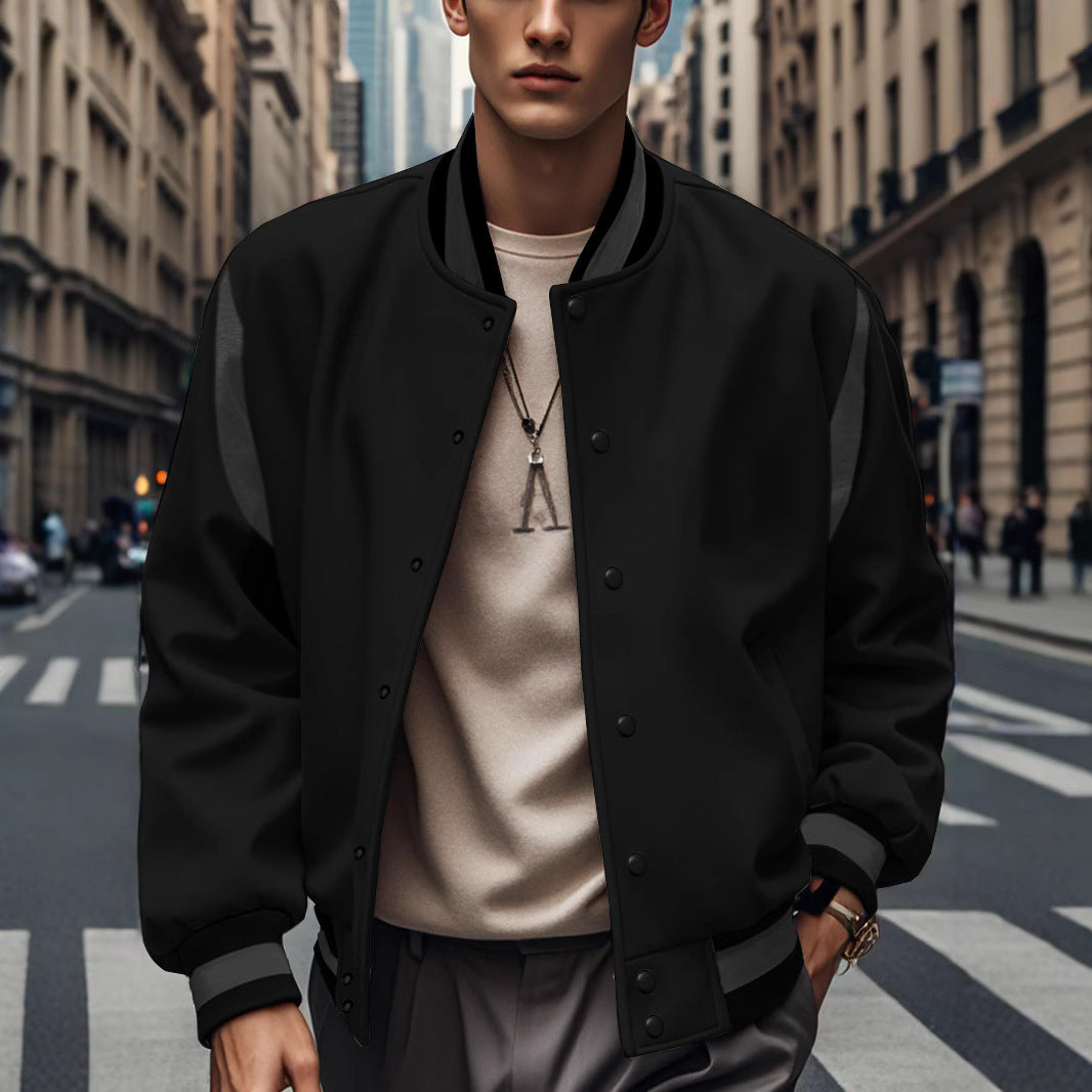 Herren Sportliche Collegejacke mit kontrastrierenden Ärmeln und Knopfdetails EB