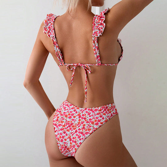 Damen Triangel-Bikini mit verspieltem Rüschendesign EB