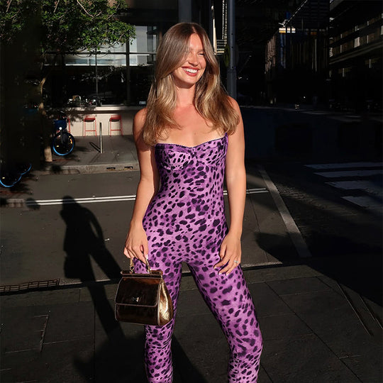 Damen Jumpsuit mit raffiniertem Schlangenhaut-Design und figurbetontem Schnitt EB