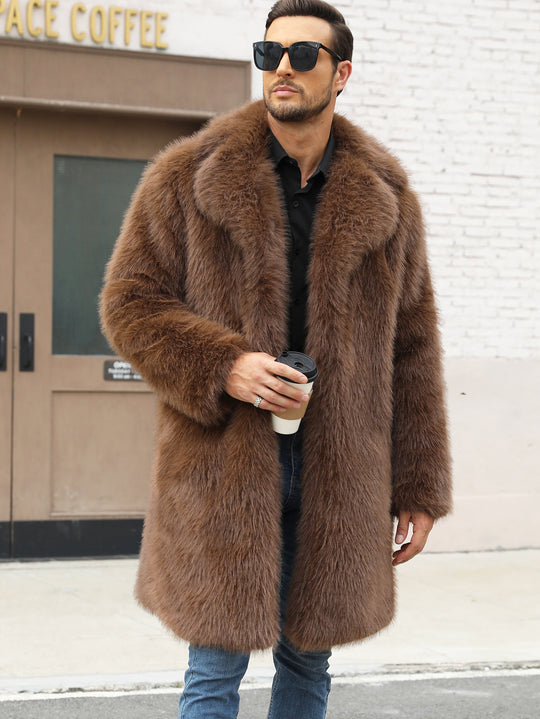 Herren Luxuriöse Kunstpelzjacke mit voluminösem Kragen EB