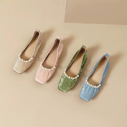 Damen elegante Ballerinas mit perlverziertem Design und komfortablem Fußbett EB