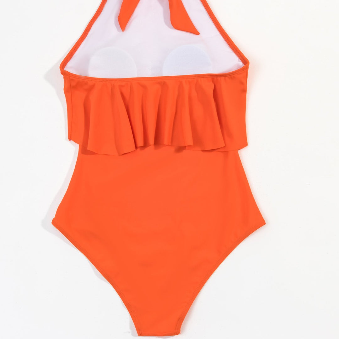 Damen Eleganter Einteiler-Badeanzug mit fließendem Überrock EB