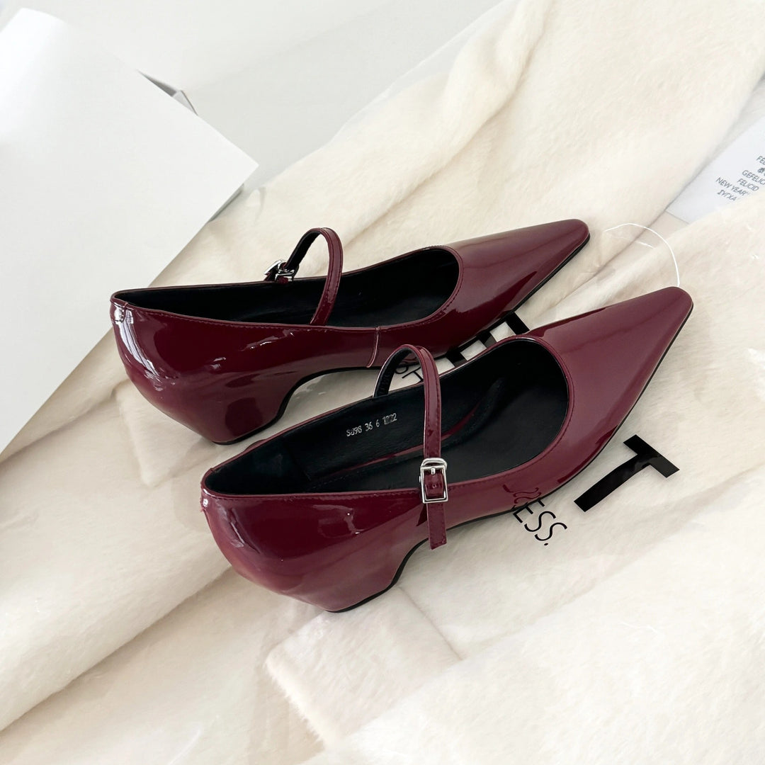 Damen elegante Slingback-Ballerinas mit modischem Riemen und spitzem Fußteil EB